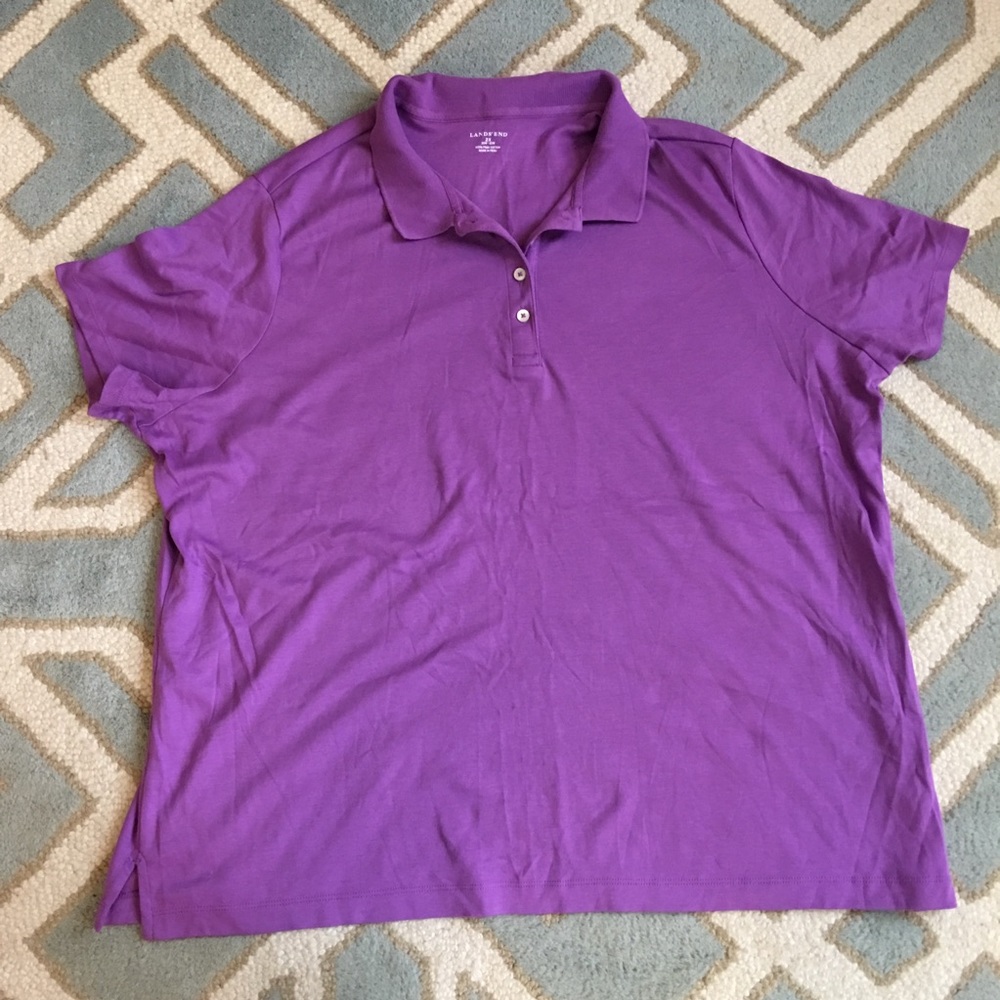LANDS END Pima ladies polo shirt purple 2X - Picture 2 of 4